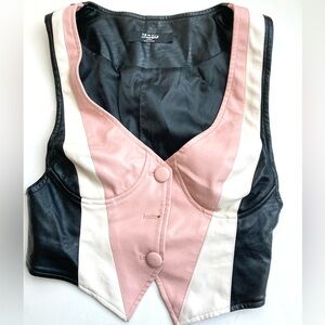 Biker Vest Grunge Vest Faux Leather Vest Women’s XS Vest Leather Vest